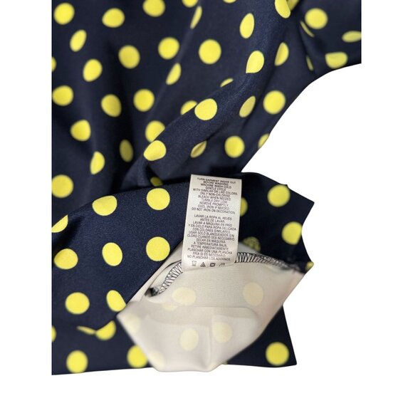 NEW Jaclyn Smith Womens Beaded Polka Dot Top L 3/4 Sleeve Navy/Yellow Stretch - Picture 10 of 10